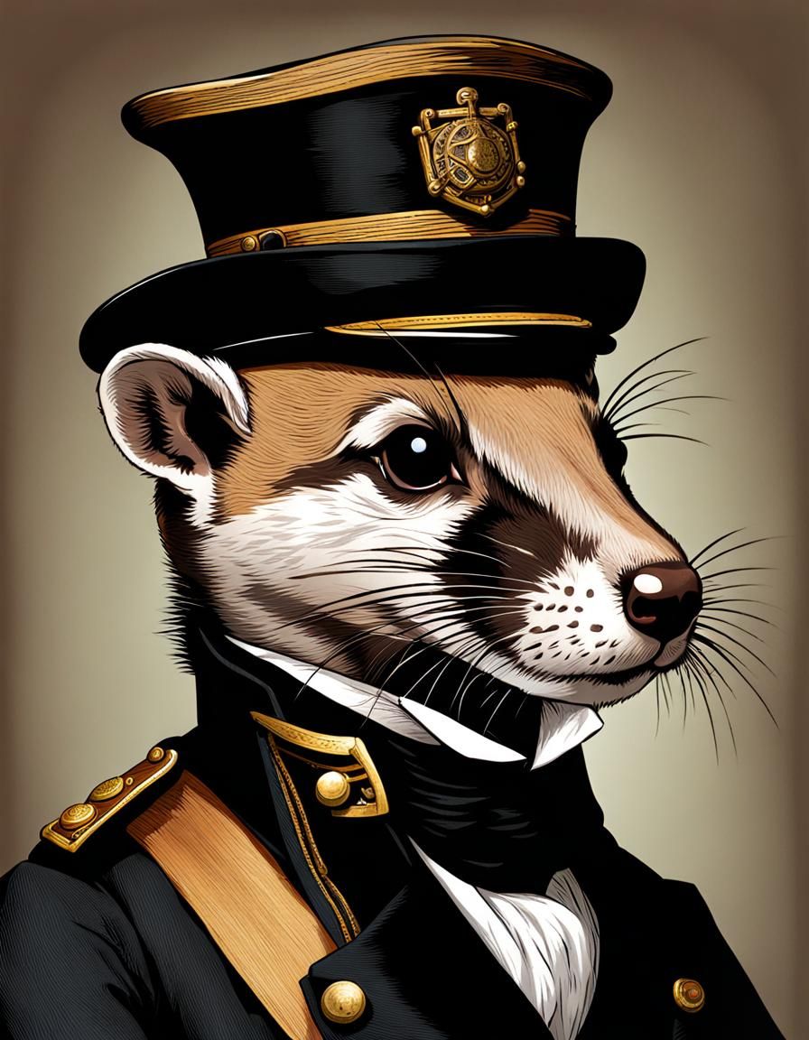 Victorian Weasel Ship Captain Portrait