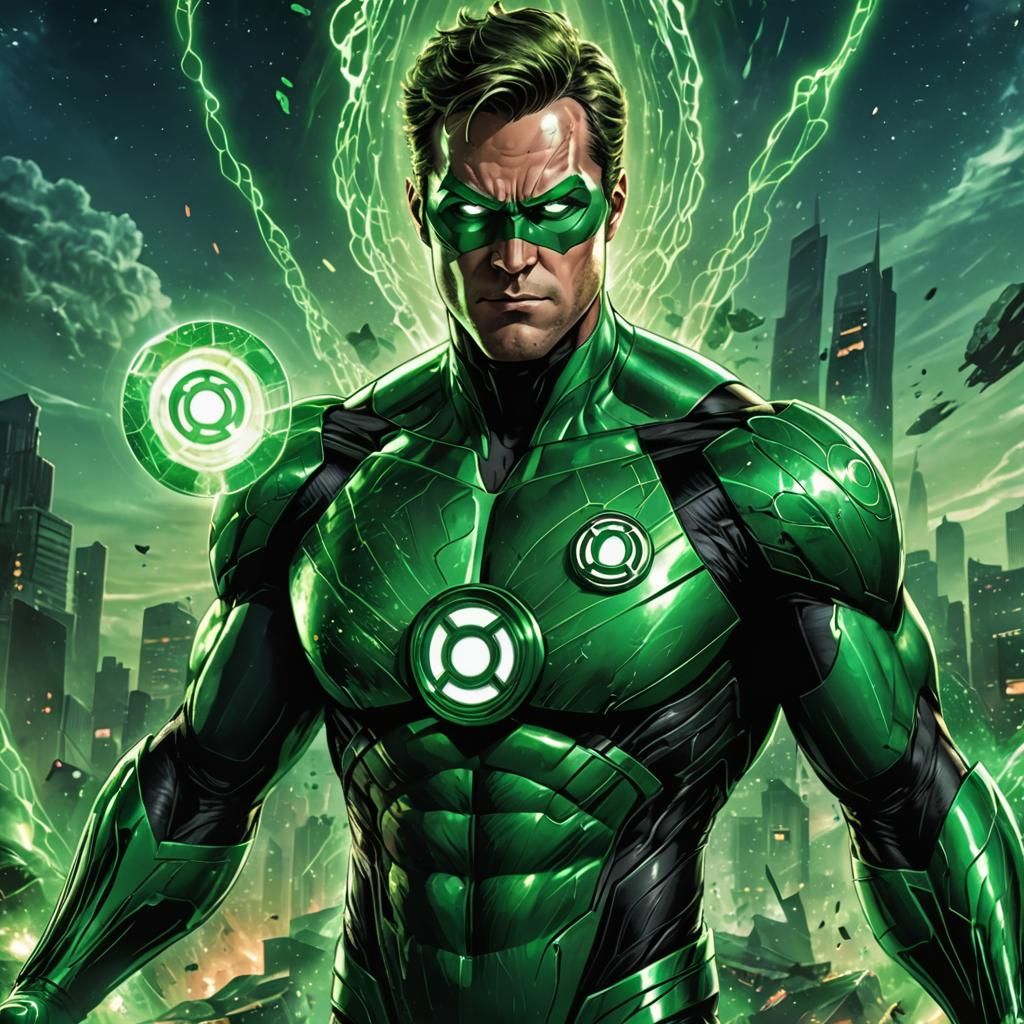 Green Lantern Saves Earth: A Sci-Fi Illustration