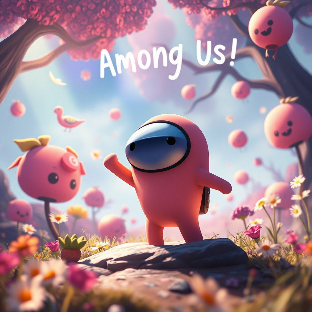 Among Us Character in Dreamlike Splash Screen