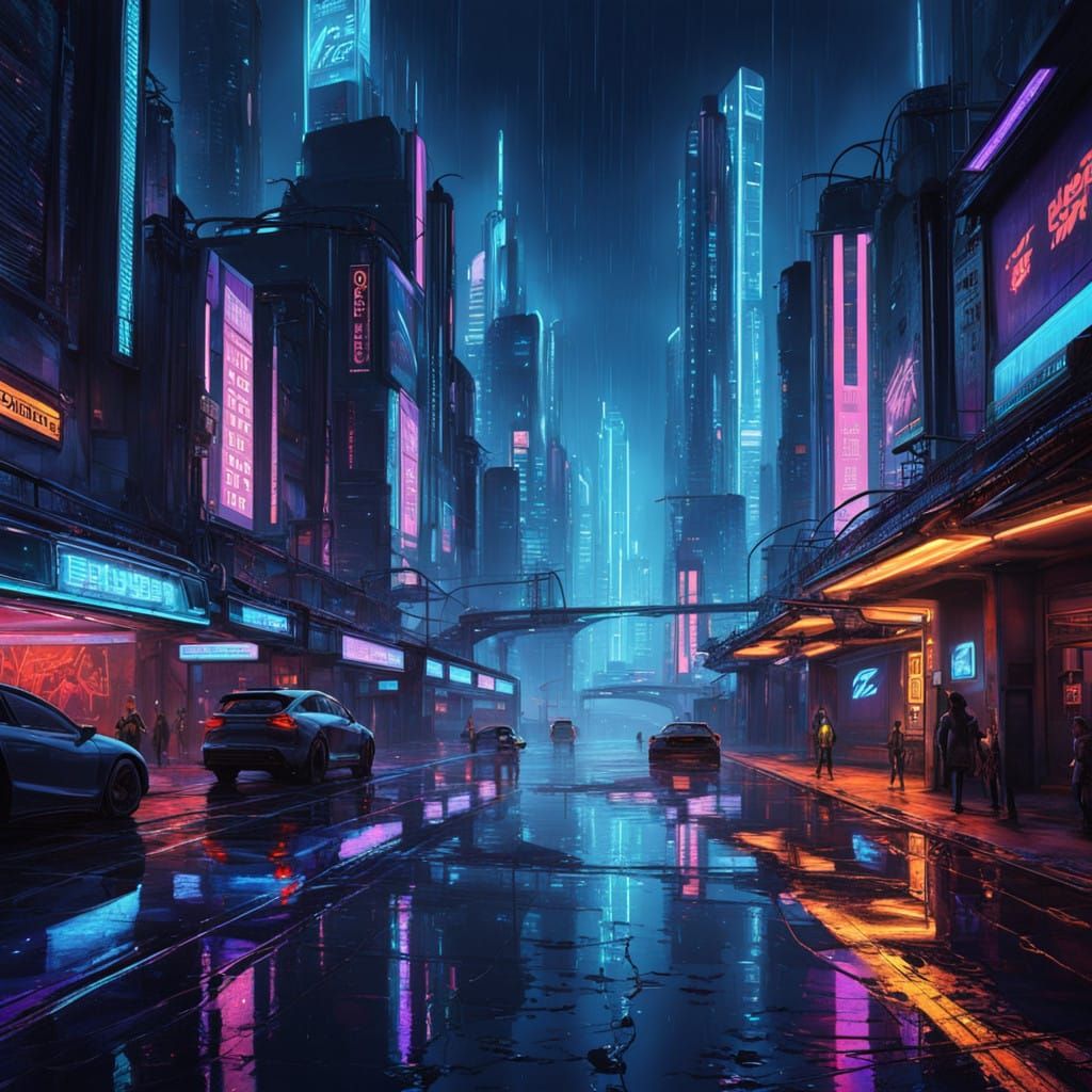 Cyberpunk Picture Frame Adorns Dystopian City Wall