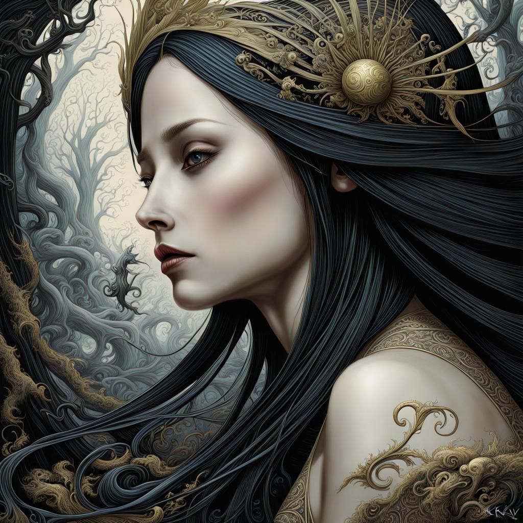 Magical Forest Scene with Wizards in Chiaroscuro Style