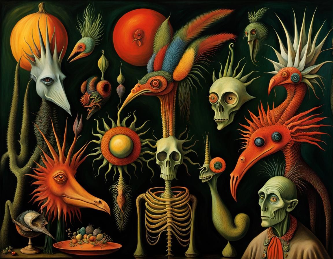 Dreamlike Surreal Cats in Organicpunk Style