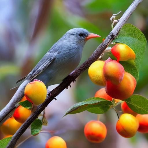 Canary Enjoying Peach: Bird Photography Masterpiece