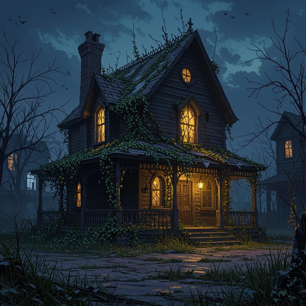 Abandoned Tavern in Ghost Town, Dark Fantasy Concept Art