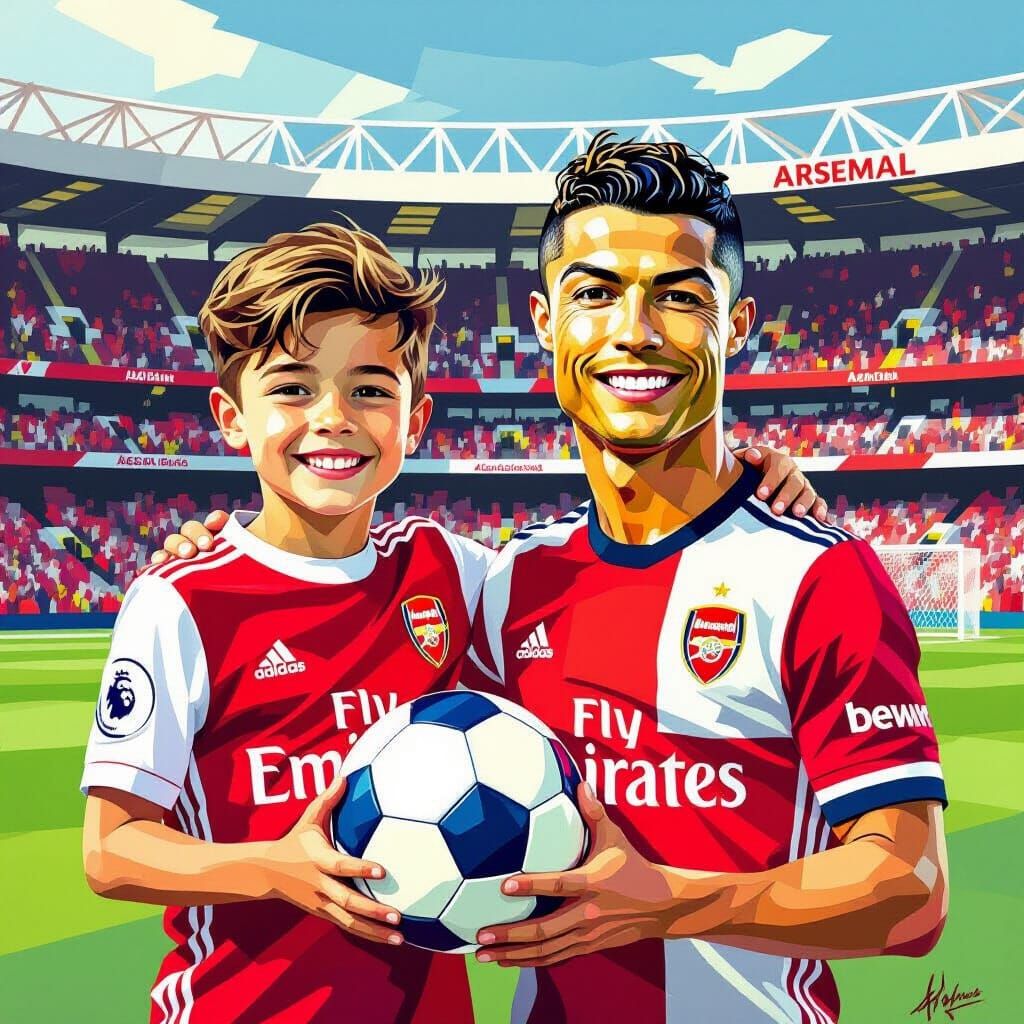 Joyful Boy with Ronaldo at Arsenal Stadium