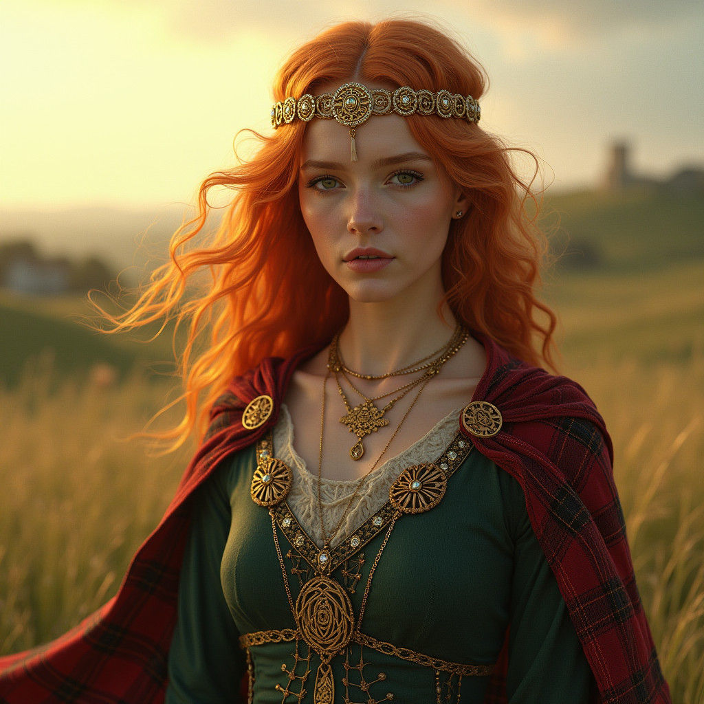 Celtic Goddess Maeve at Tara in Digital Art Style