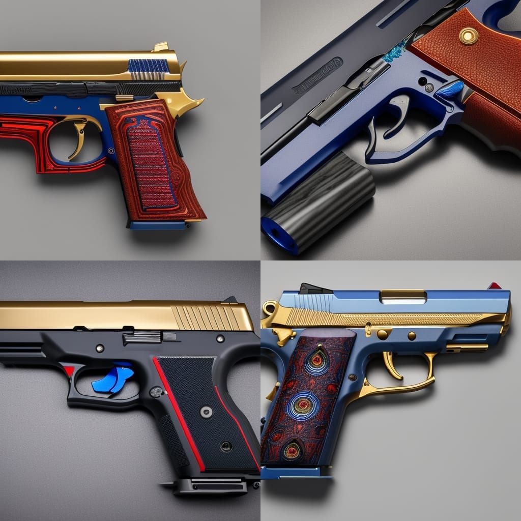 Marble and Leather Handgun on Blue Silk