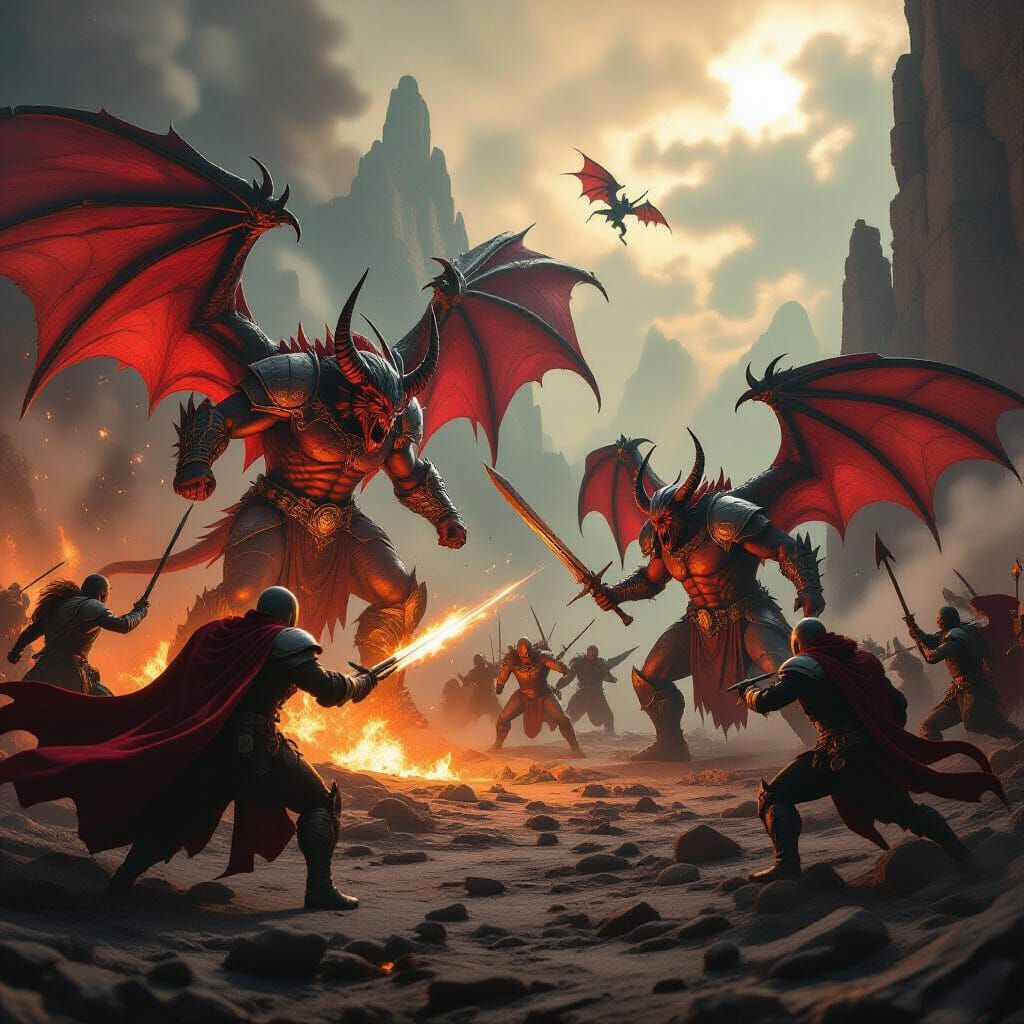 Sci-Fi Battle with Demons in a Cinematic Style