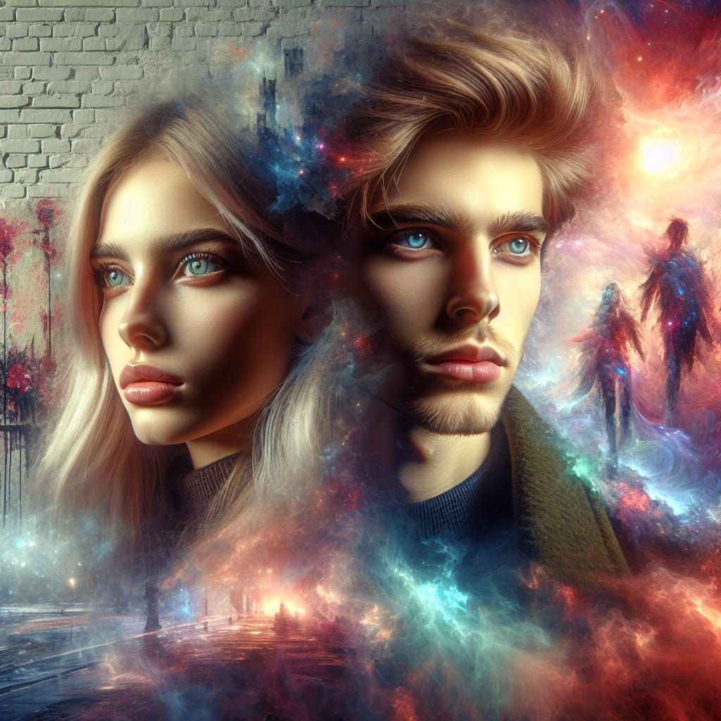 Young modern Couple with flaxen blond hair and blue eyes