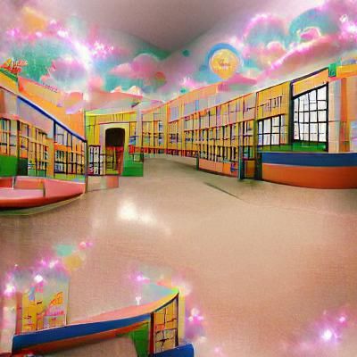 Dreamlike Elementary School Rendered by AI