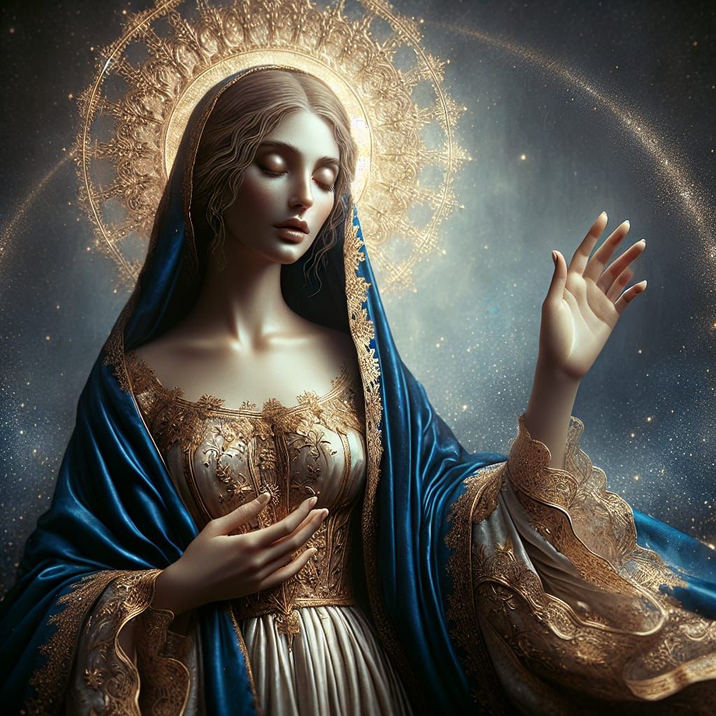 Fantastical Holy Woman in Royal Blue Robes