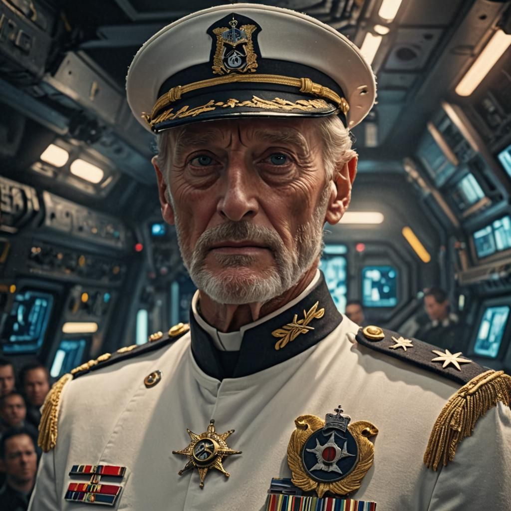 Charles Dance as Sci-Fi Admiral: Photorealistic Portrait