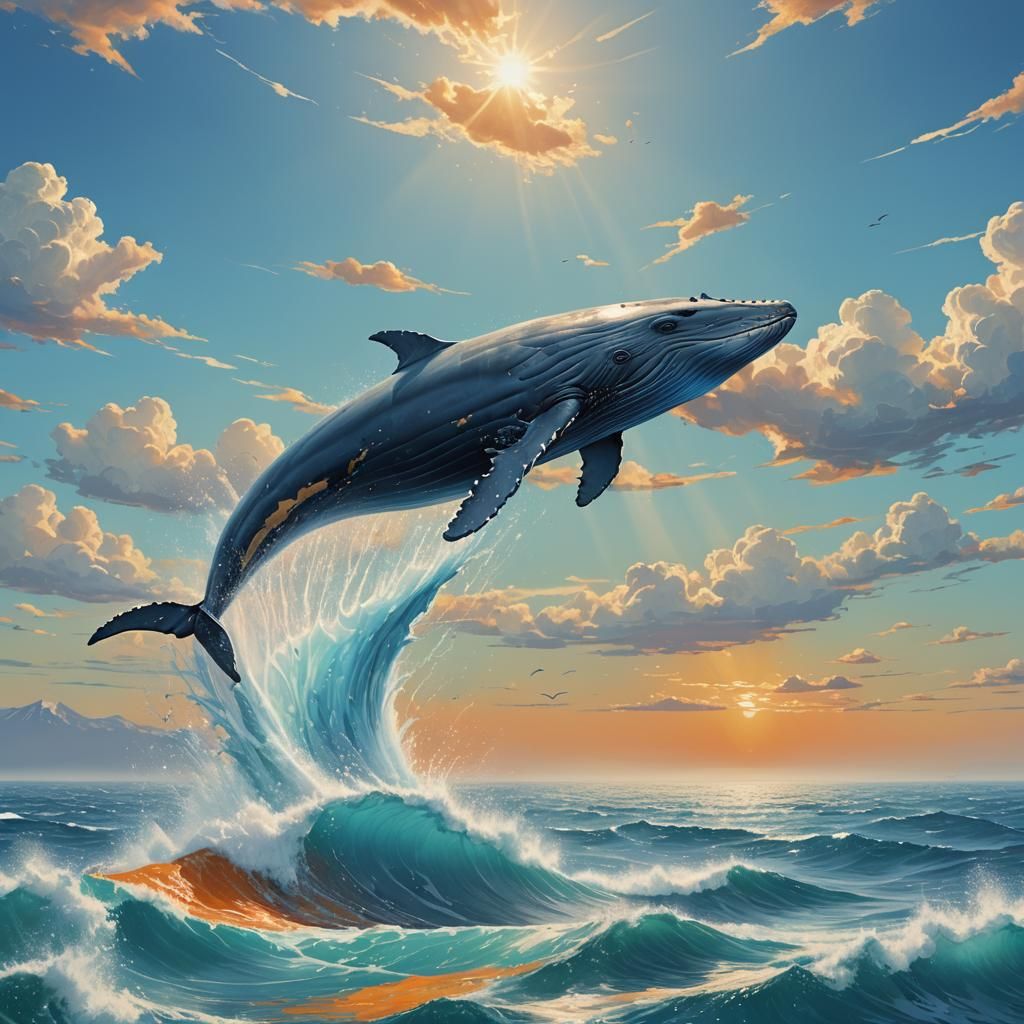 Blue Whale Leaping: Fantastical Marine Concept Art