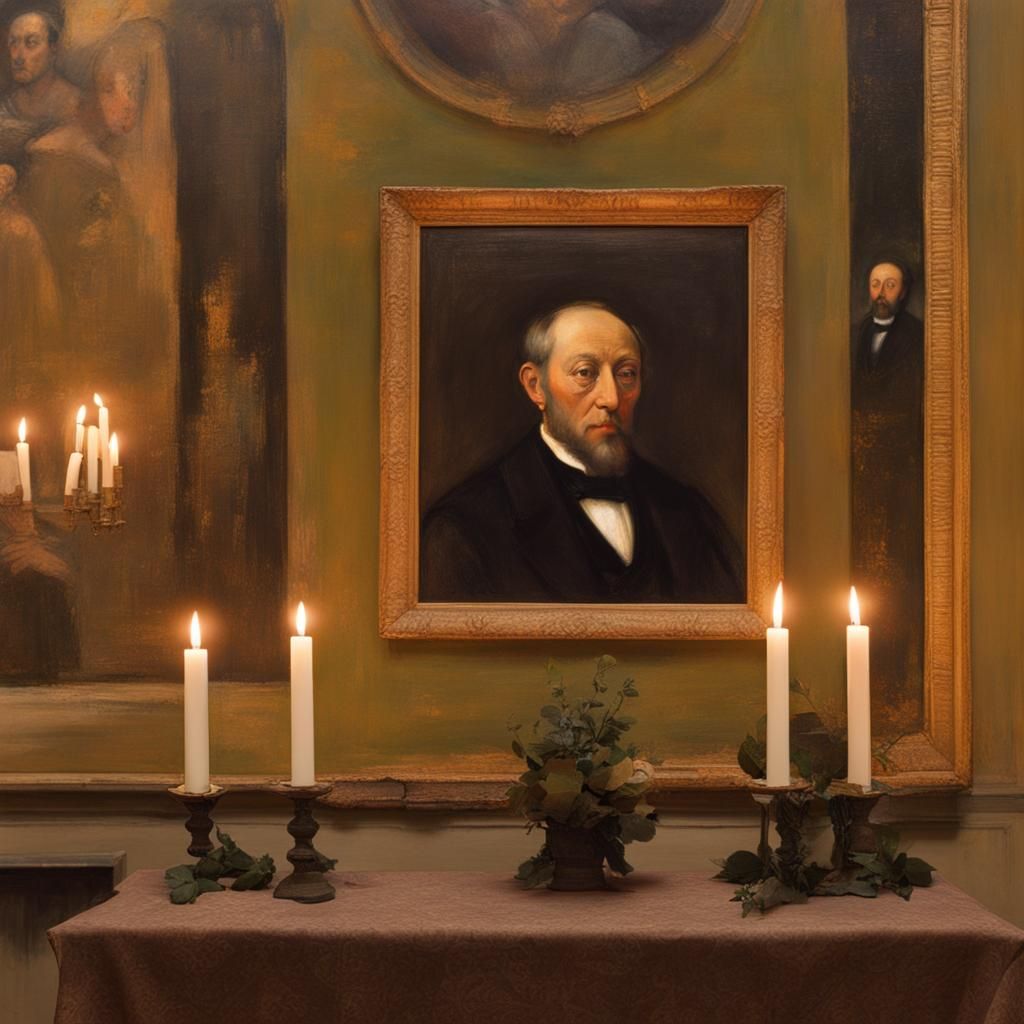 Castle Hall Ancestor Portraits in Impressionist Style