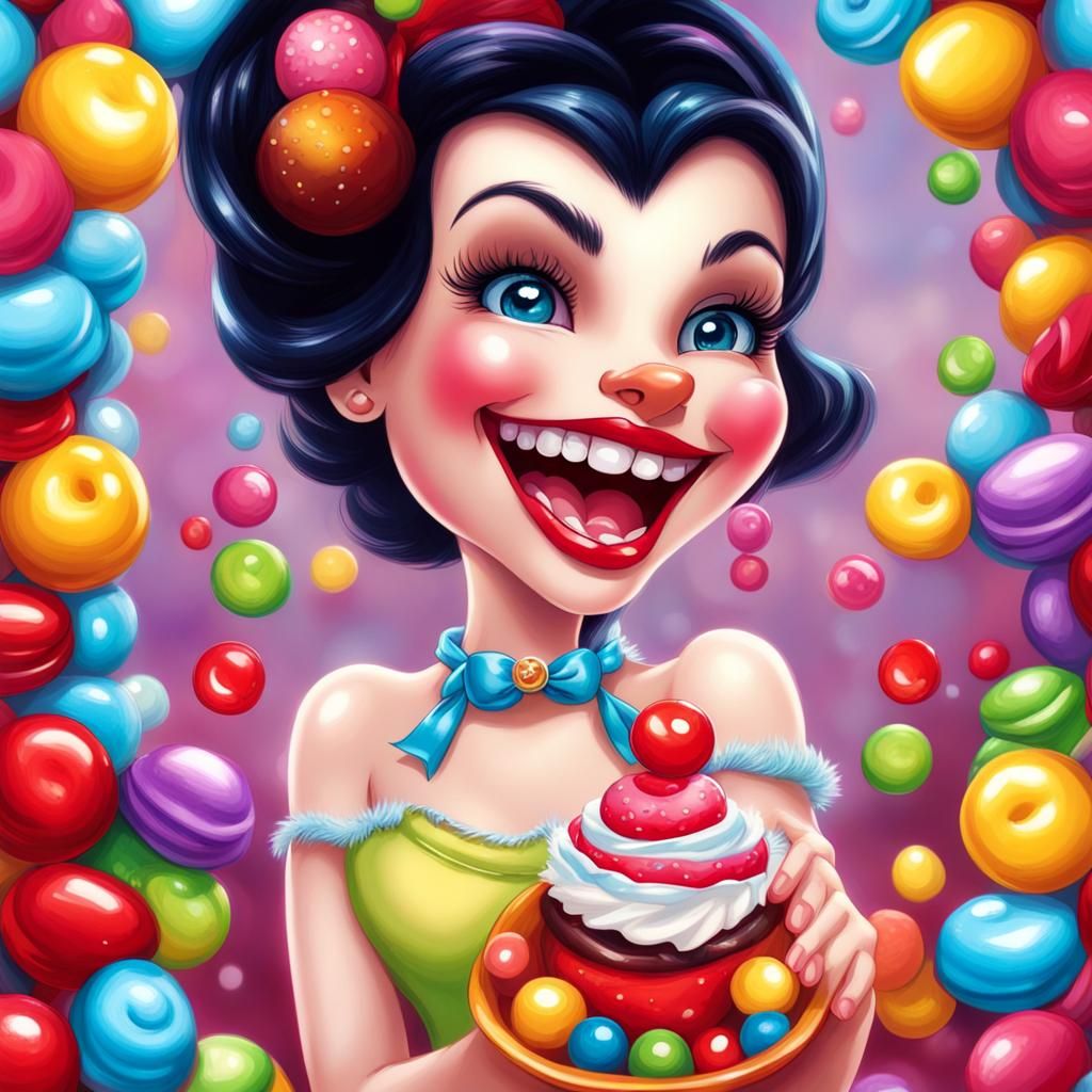 Creepy Cute Snow White in Candy Art Style