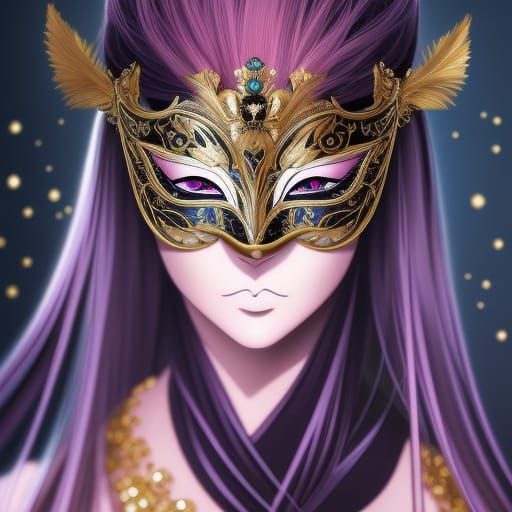 Anime Style Masquerade Mask Digital Illustration