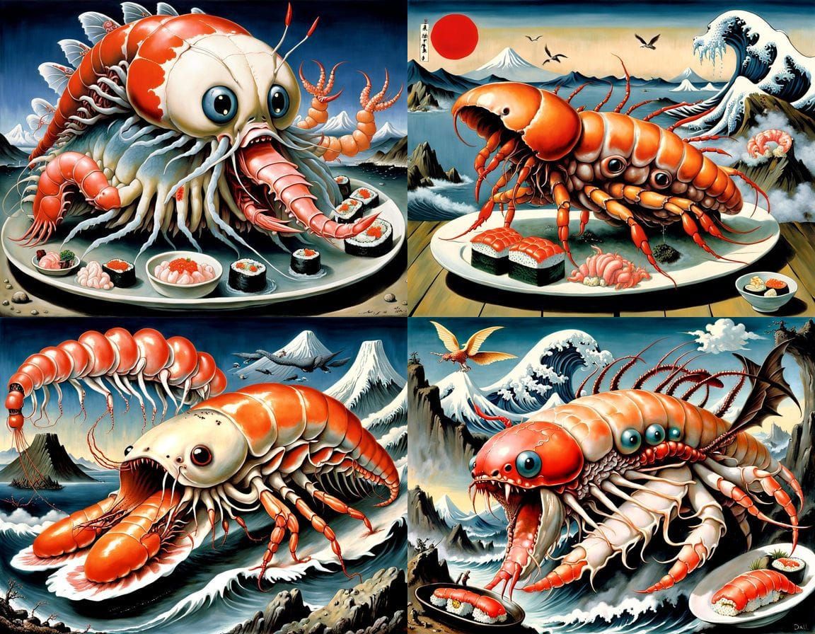 Surreal Japanese Mutant Sea Creatures in a Dali-Inspired Nig...