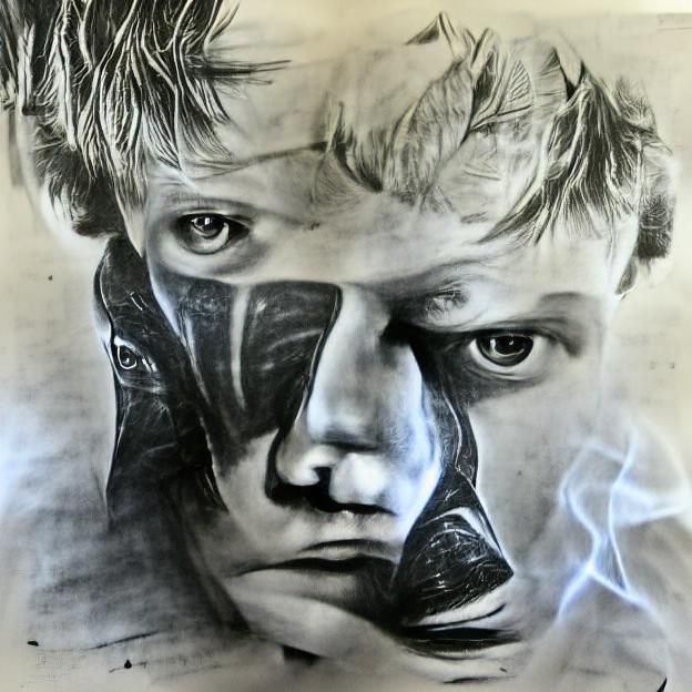 Expressive Charcoal Drawing Artwork