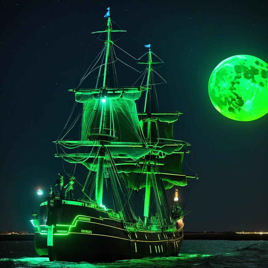 Phosphorescent Glow Surrounds the Flying Dutchman