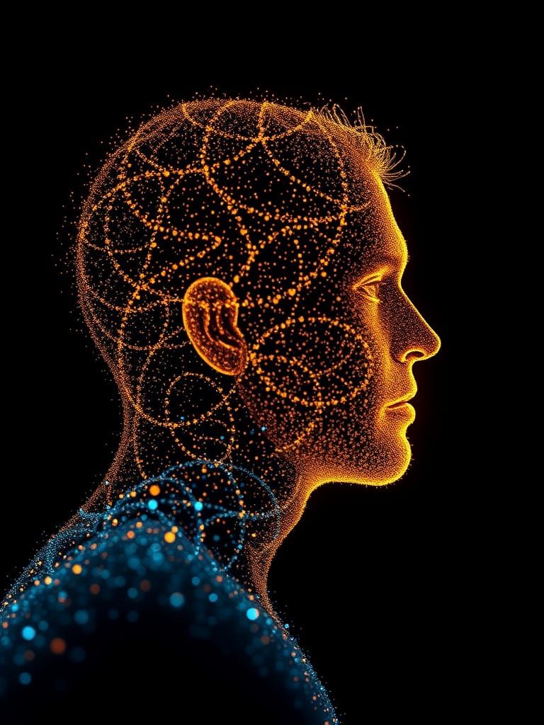 Ethereal Particle Silhouette in Cosmic Light