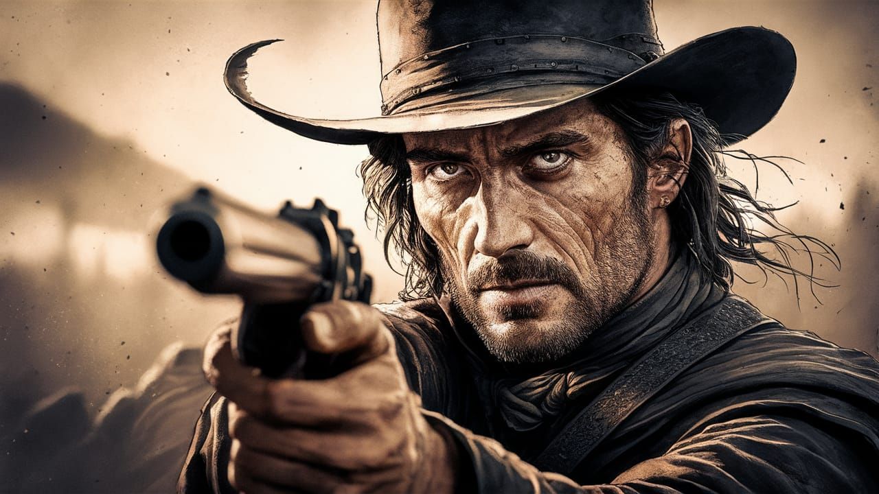 Wild West Gunslinger Ink Portrait