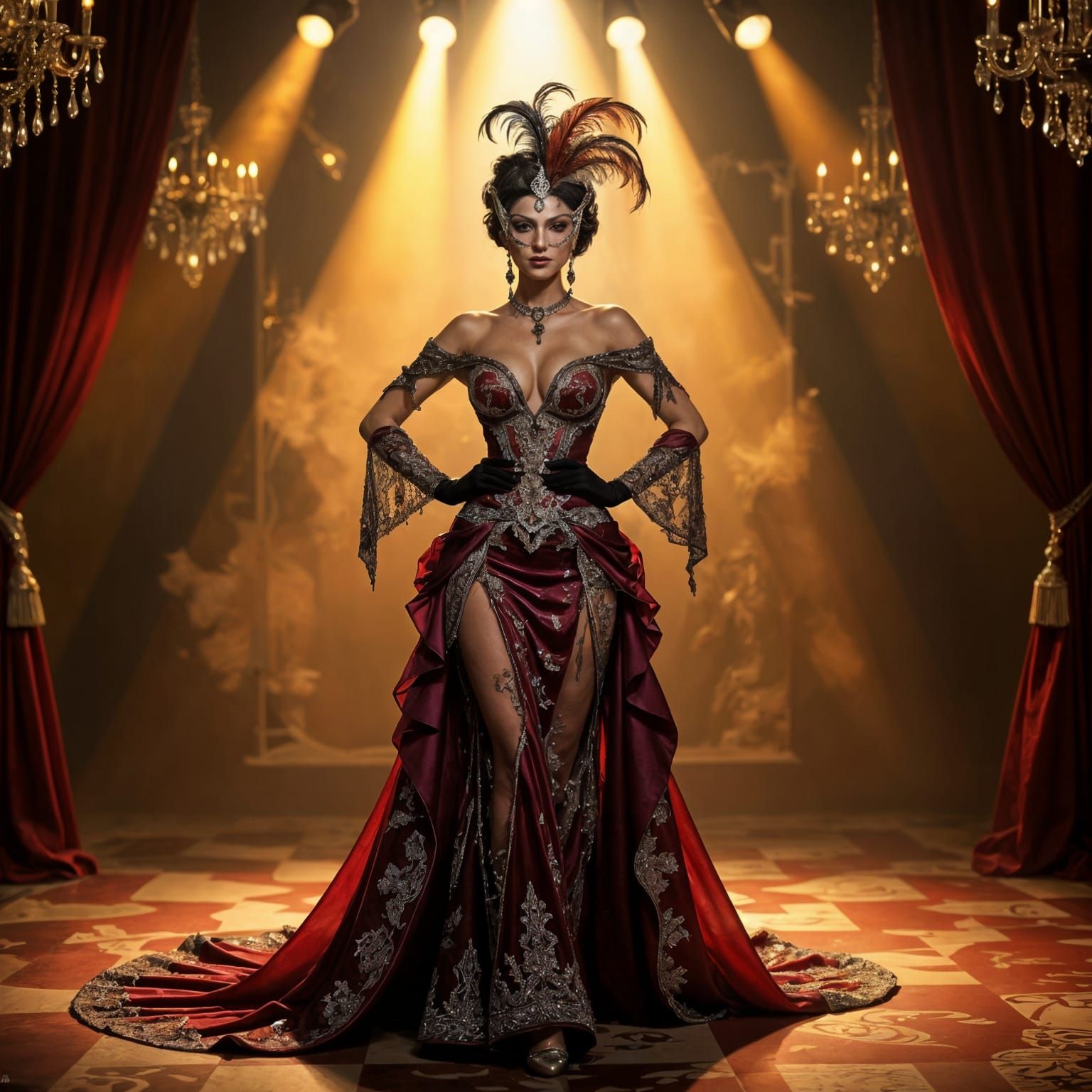 Cabaret Queen at Masquerade Ball: Double Exposure