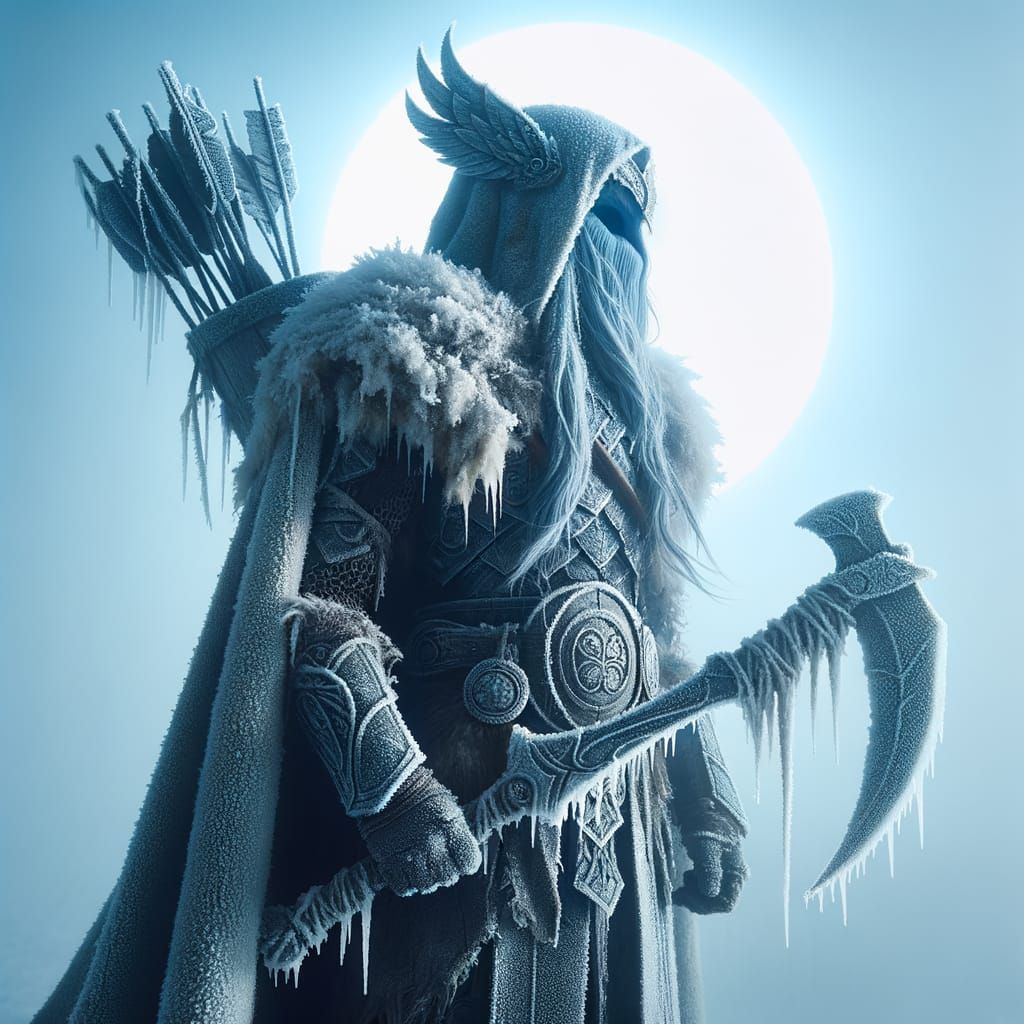 Epic Warrior Under Frosty Blue Moon Halo