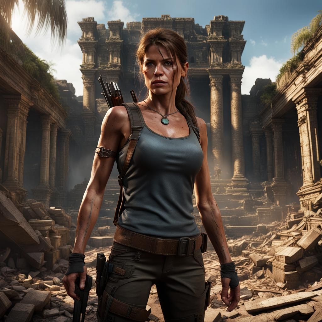 Linda Hamilton as Lara Croft in Ancient Ruins
