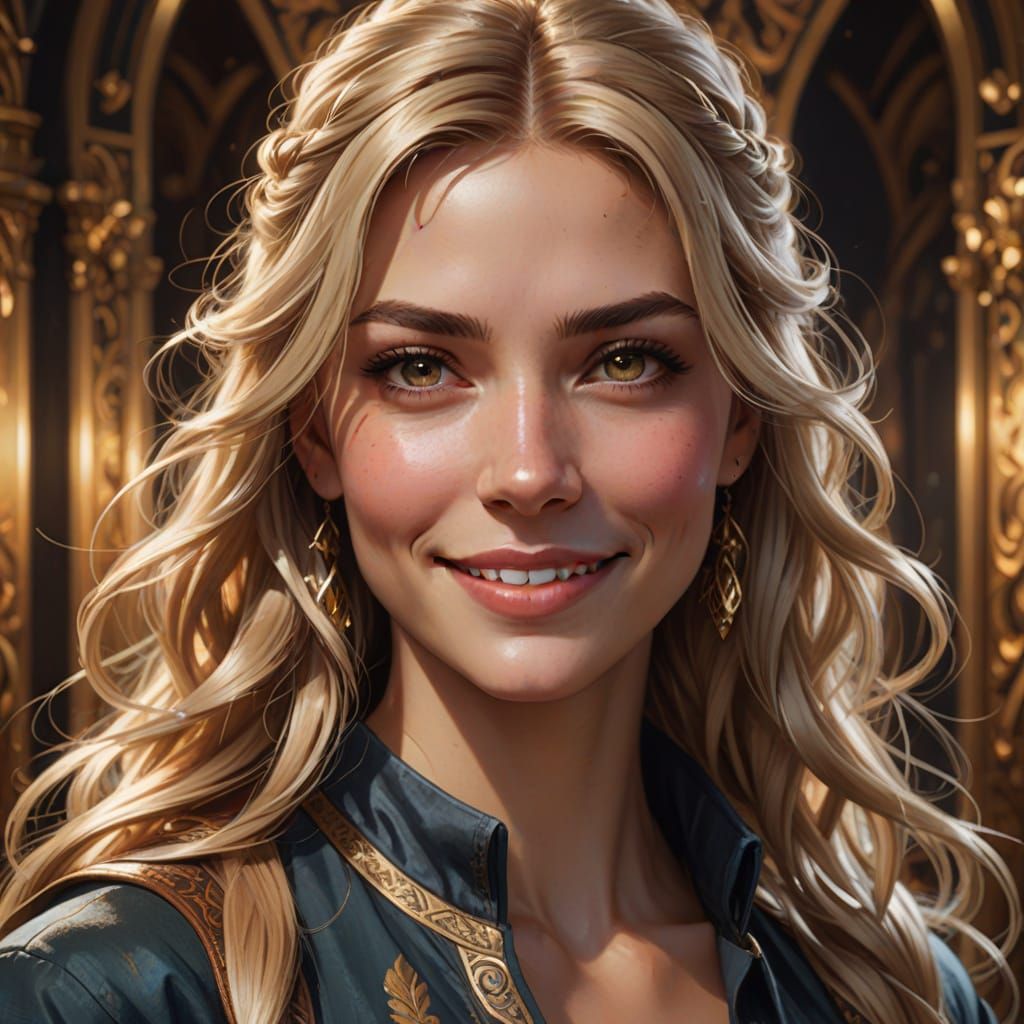 Girl in Bold Fashion, Captivating Smile, and Intricate Detai...