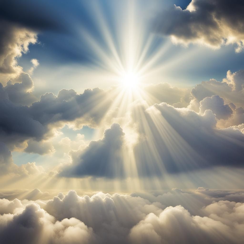 Divine Sunshine Beams Through Holy Clouds