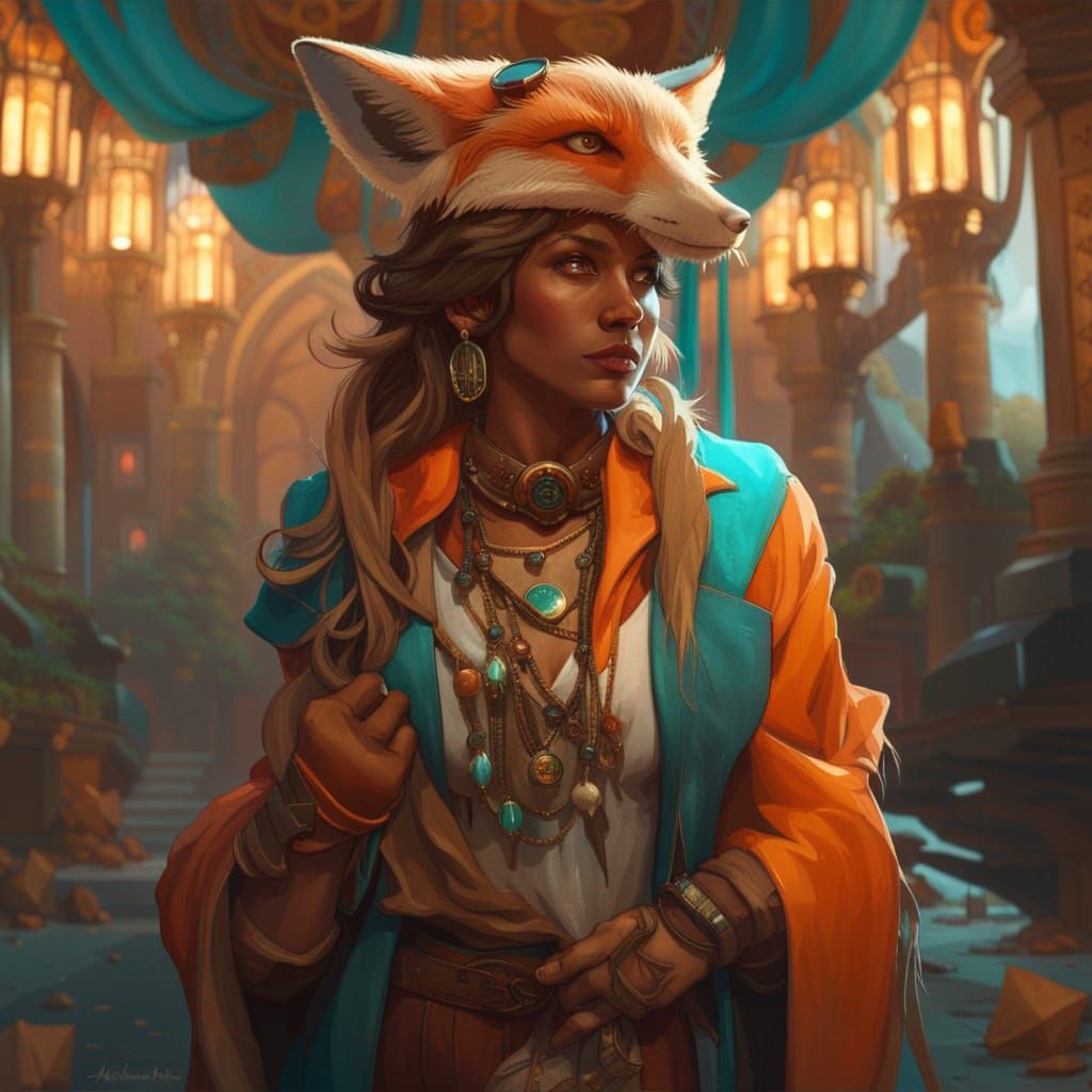 Fox Adventurer Concept Art in Digital Painting Style