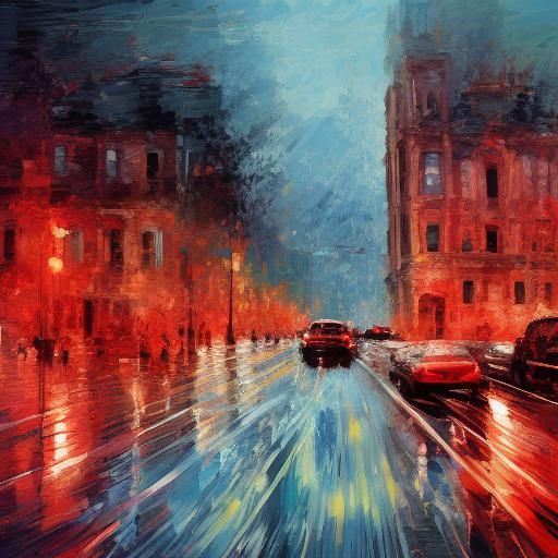 Night Street Scene in 2020: Hyperrealistic Splash Art