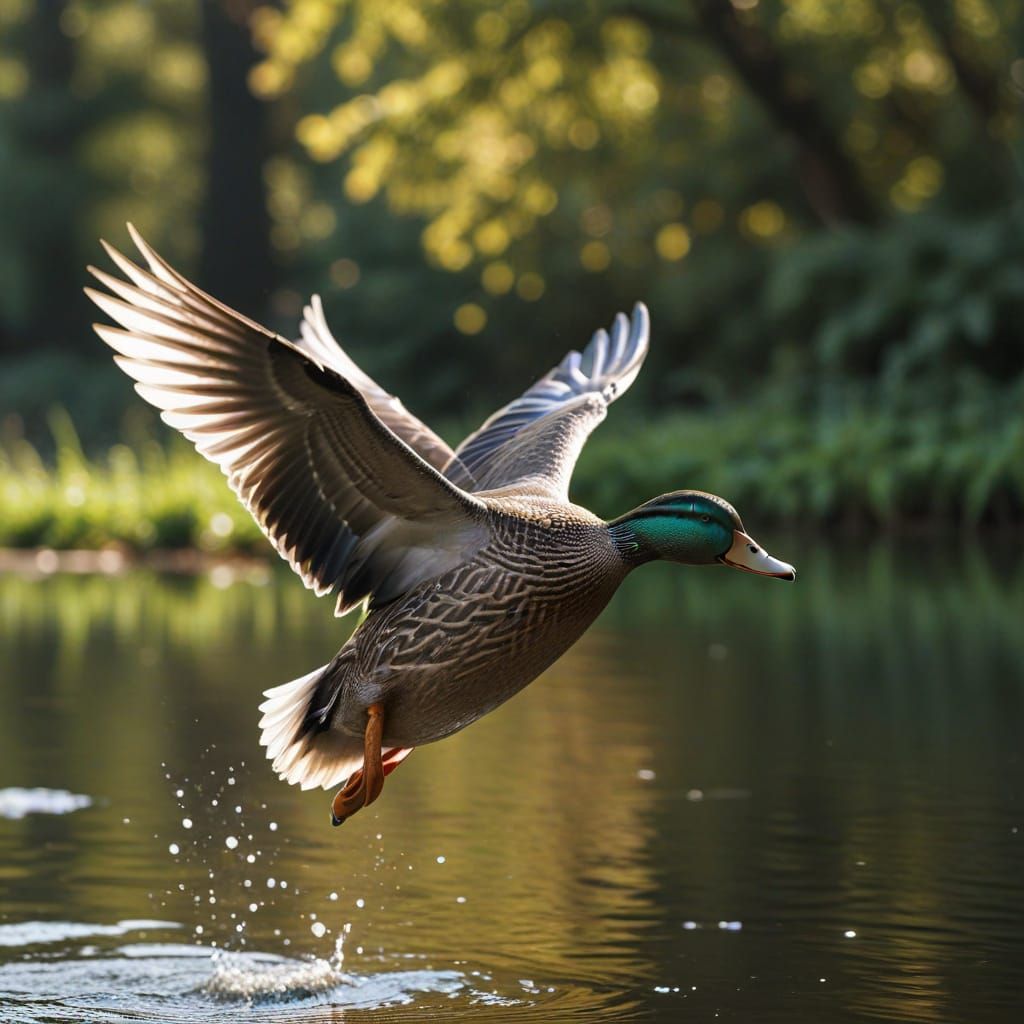A Duck in Flight, Captured with Photorealistic Precision