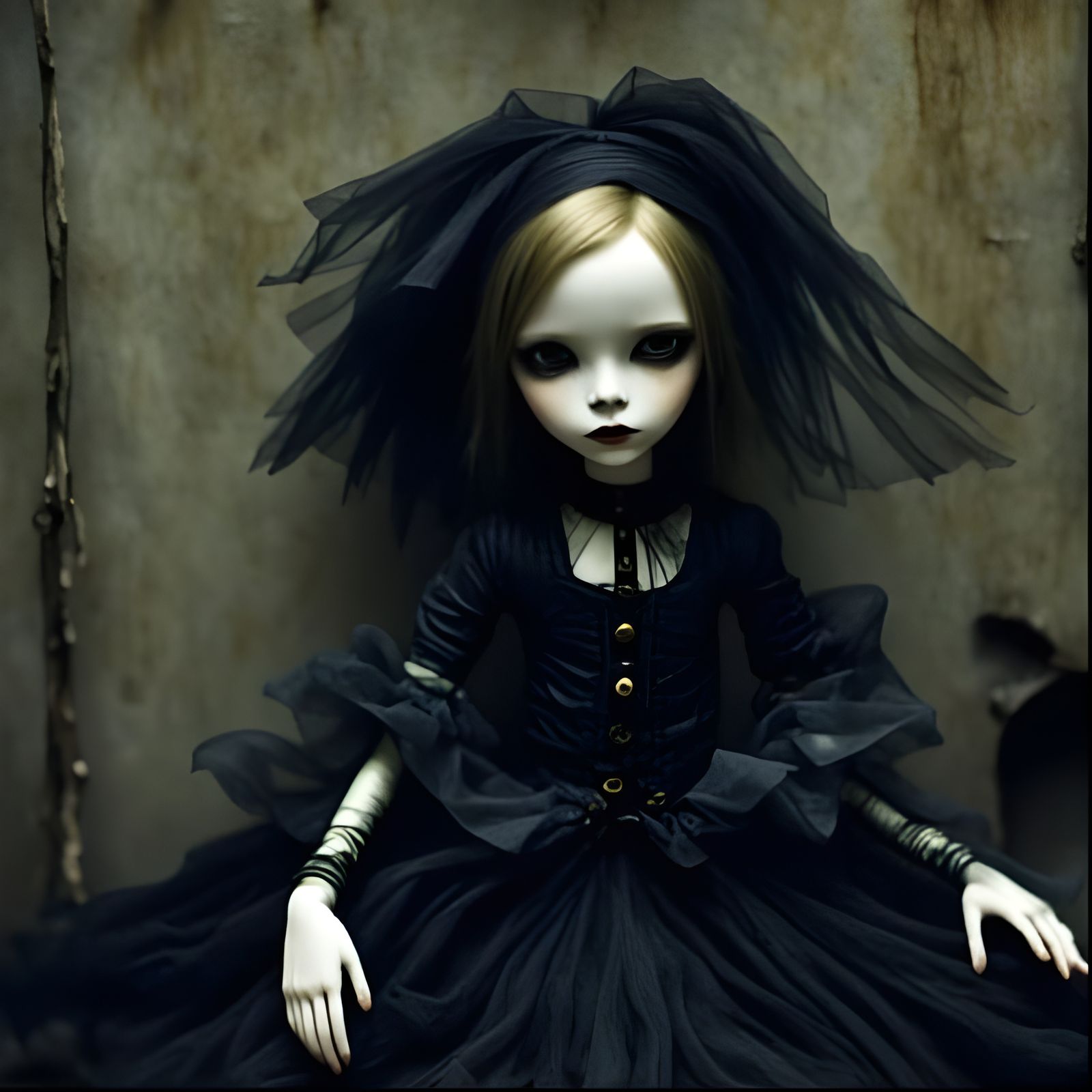Goth Girl Marionette in Claymation Style