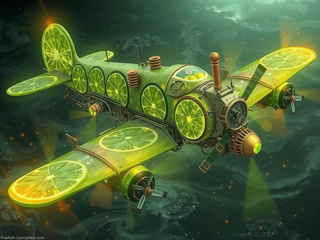 Steam Punk Seaplane in Ethereal Green Glow