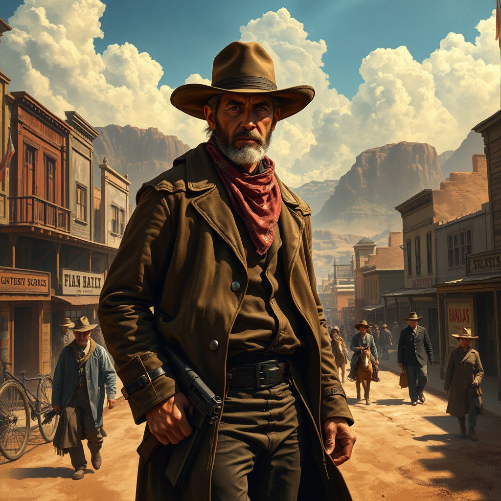 Gunslinger in Old West Town Inspired by Historical Western A...