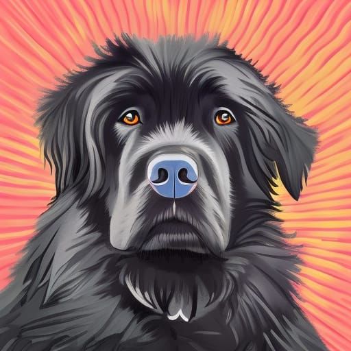 Hyperrealistic Newfoundland Dog in Splash Art Style