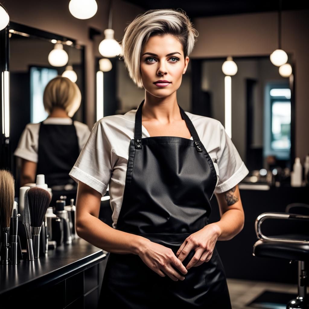Hyperrealistic Hairdresser in Modern Salon