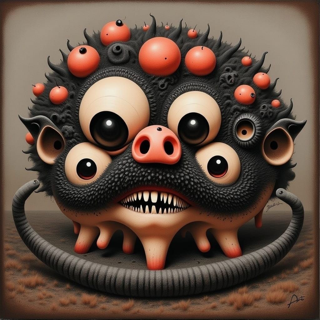 Fairytale Illustration of a Giant Woolly Pig