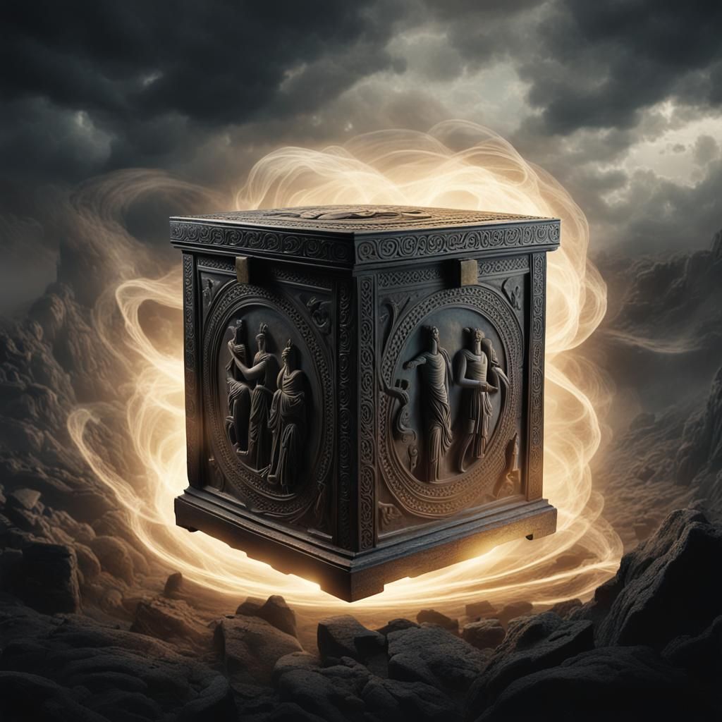 Ominous Pandora's Box with Ethereal Smoke