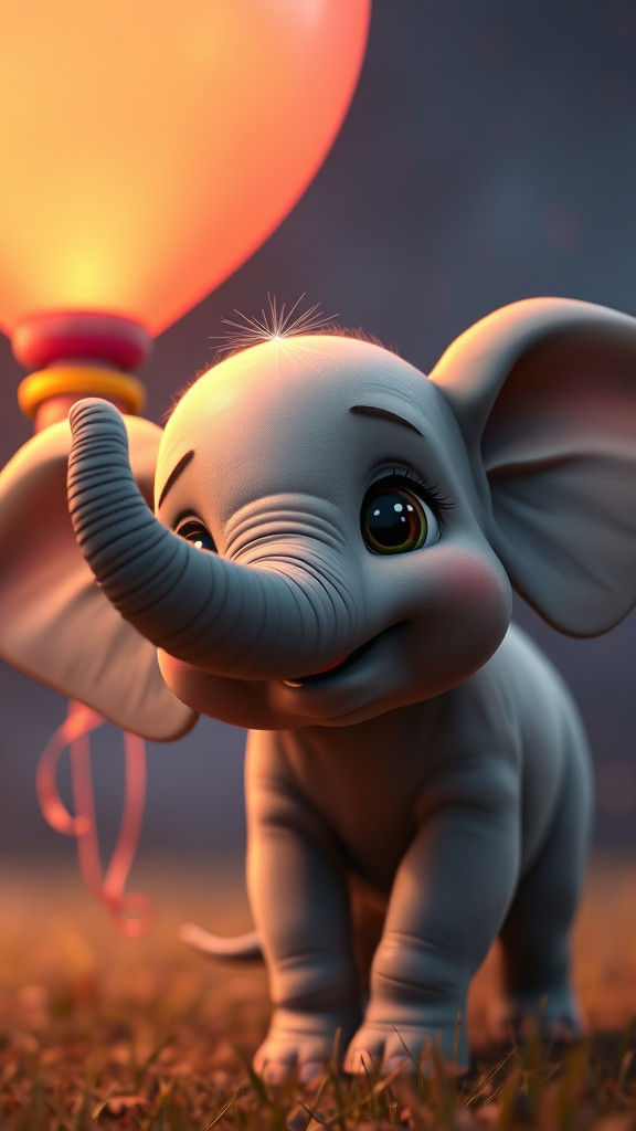 Baby Elephant Ella in Disney Pixar Style