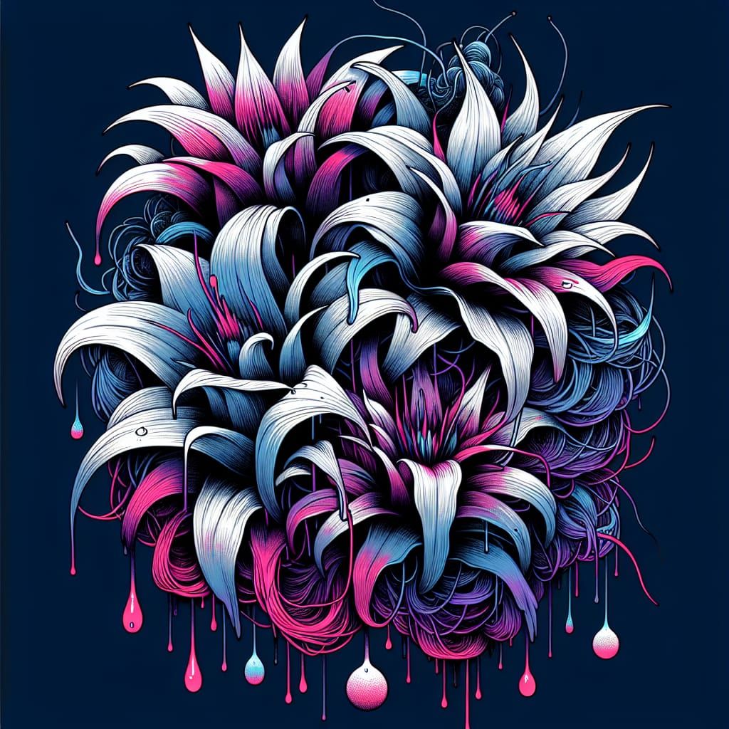 H-Ish FaunalFlora in Neon Liquid Fire Outline on the Beach