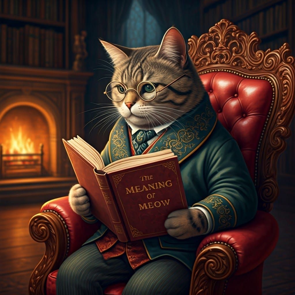 Elegant Feline Gentleman in Victorian Study