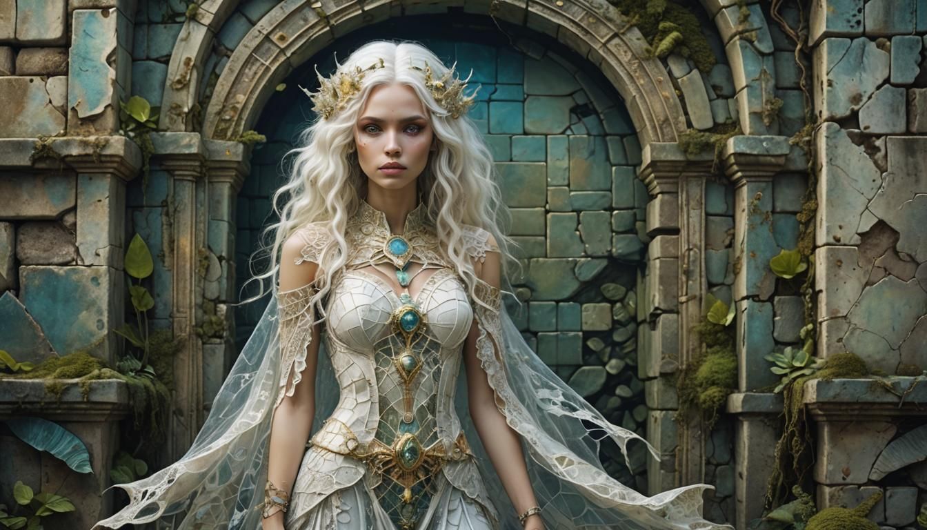 Surreal Girl in Atlantis Temple, Monge Style