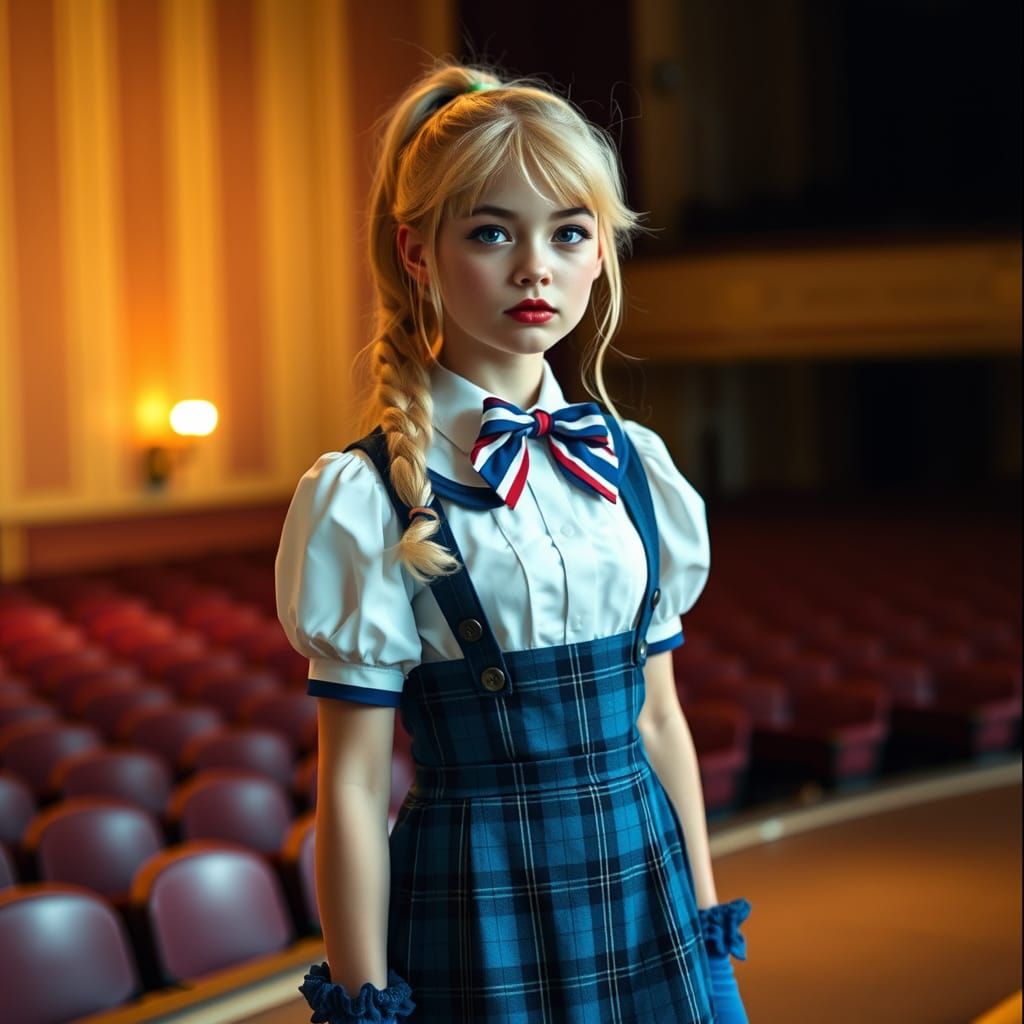 Steampunk Schoolgirl in Cinematic Film Still