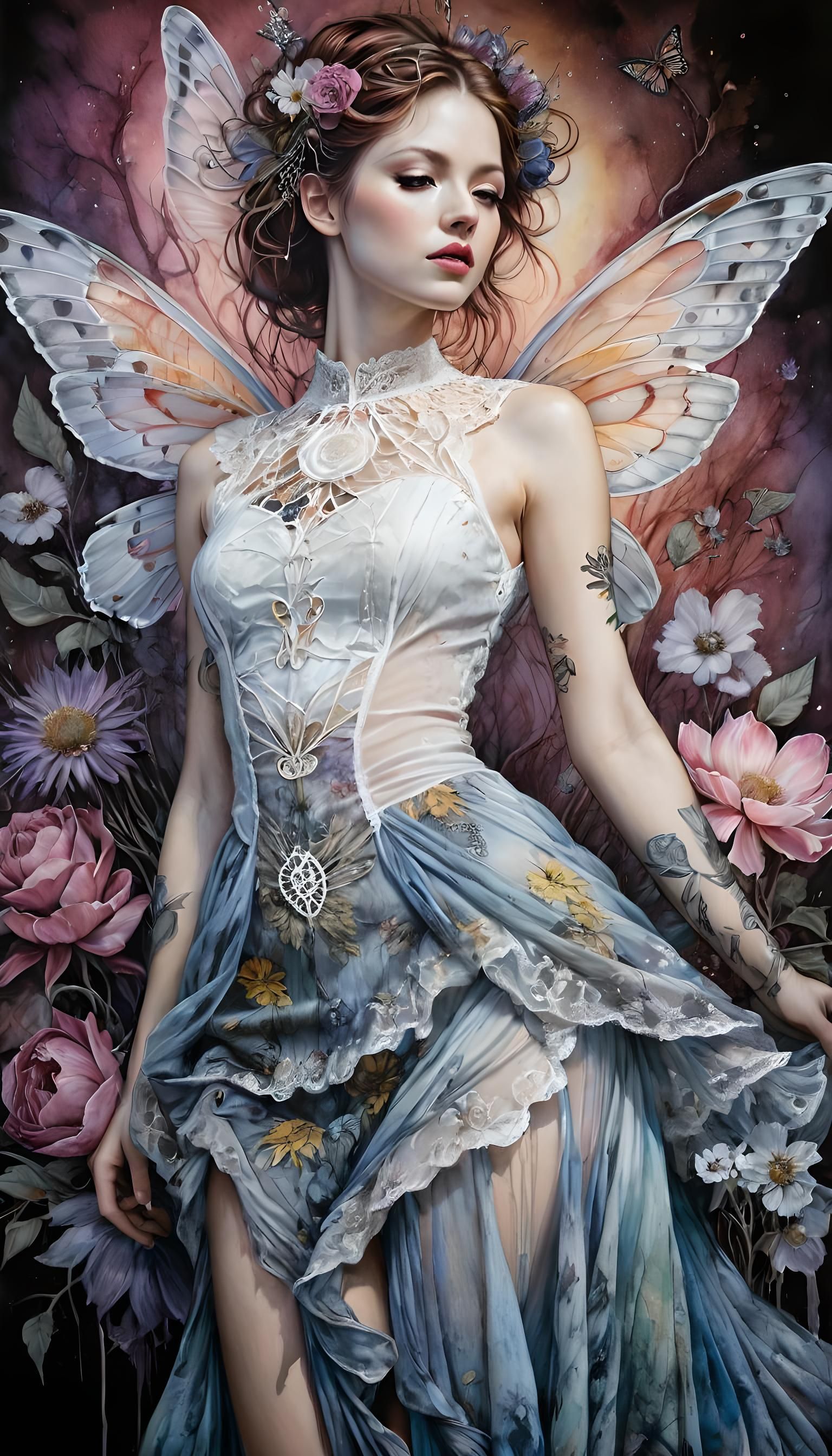 Nordic Gothabilly Maiden in Surreal Dark Fantasy Painting