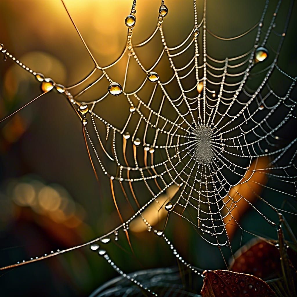 Dew-Kissed Spiderweb in Stunning Detail