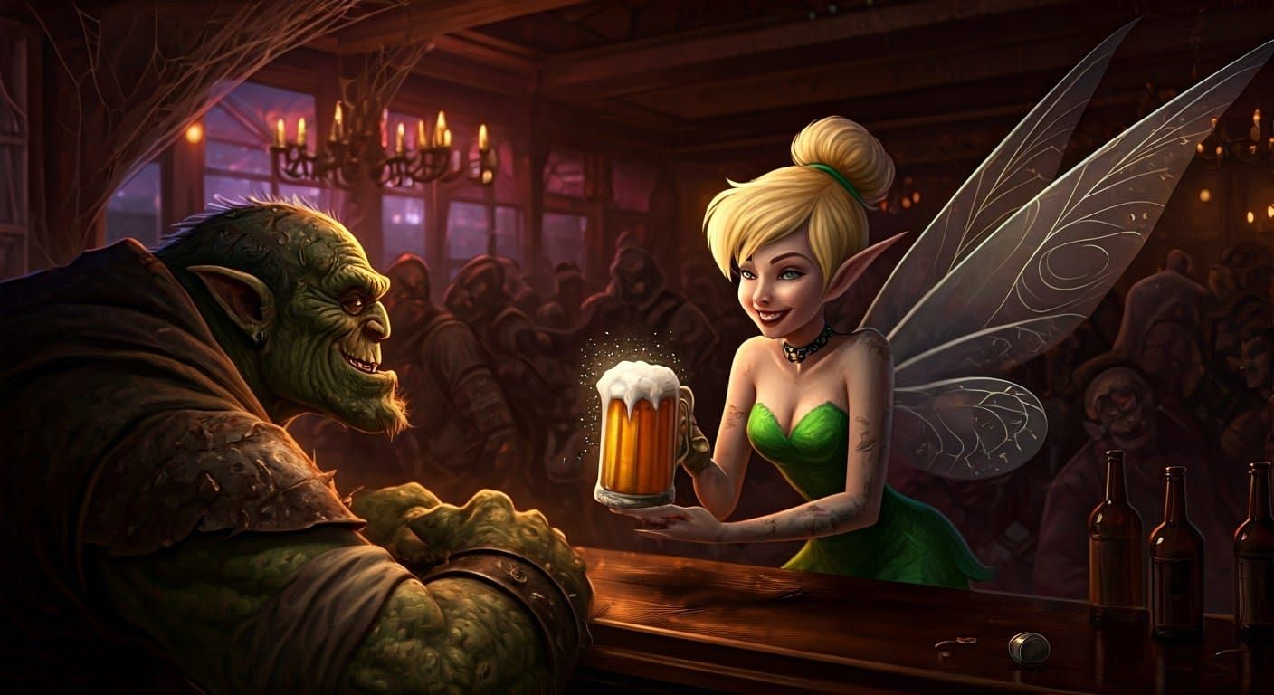 Pixie Rebel in a Dark Dive Bar Scene