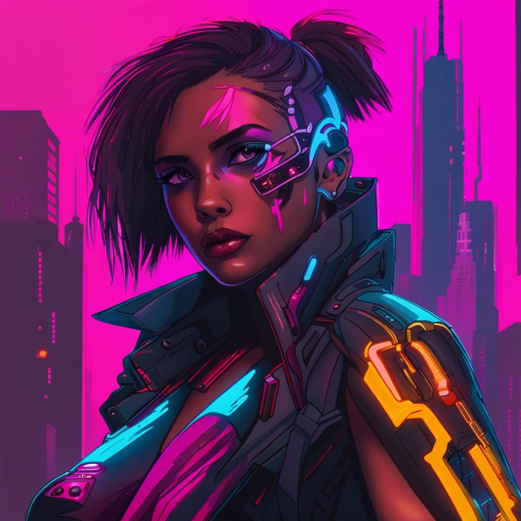 Cyberpunk Princess in Neon Cityscape