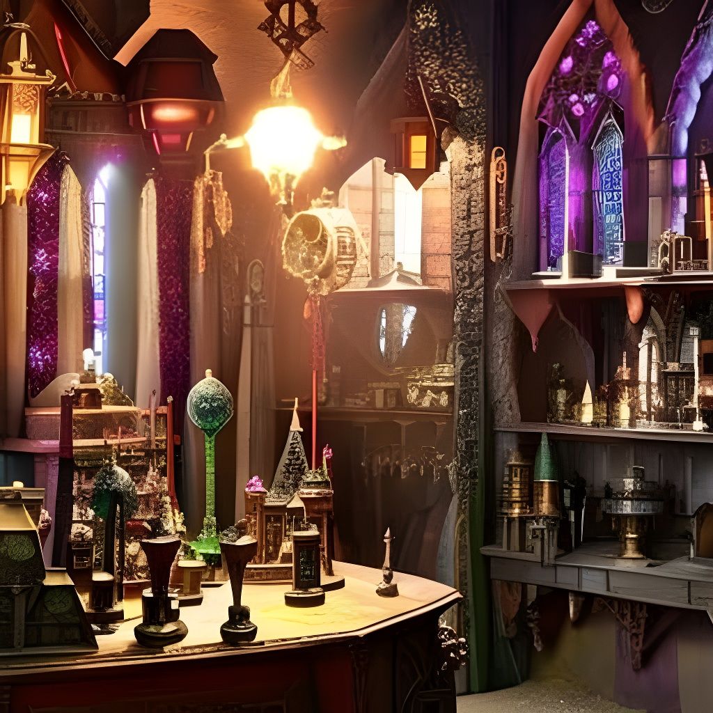 Magical Crystal Shop in Medieval Fantasy Style